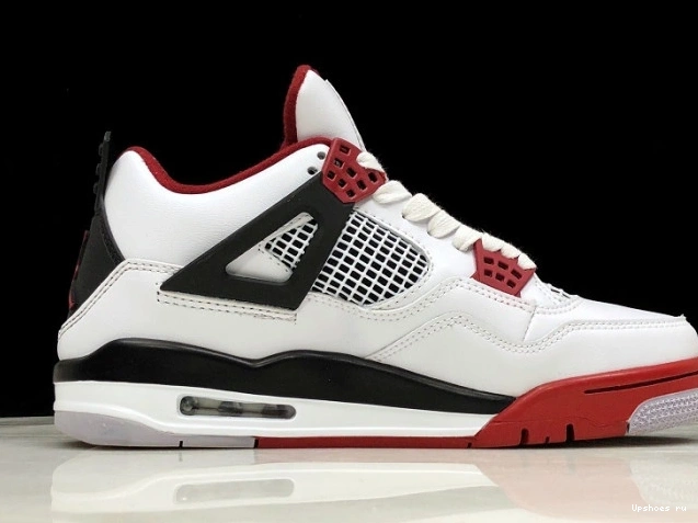 308497-160 Black White Air Jordan 4 Fire Red Men 0723